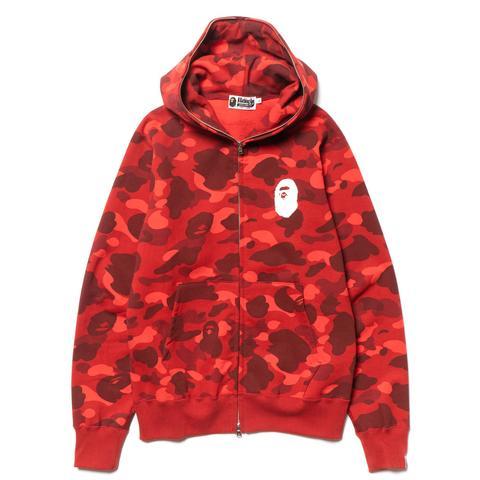 Red Camo BAPE Ape Logo - Color Camo Full Zip Hoodie Red