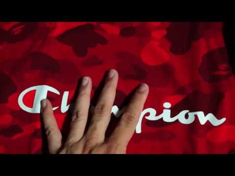 Red Camo BAPE Ape Logo - 2017 Bathing Ape (BAPE) x Champion USA Red Color Camo Tee Unboxing ...