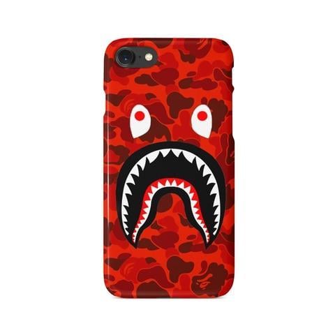 Red Camo BAPE Ape Logo - Red Camo Bape Shark Mouth BATHING APE iPhone Case