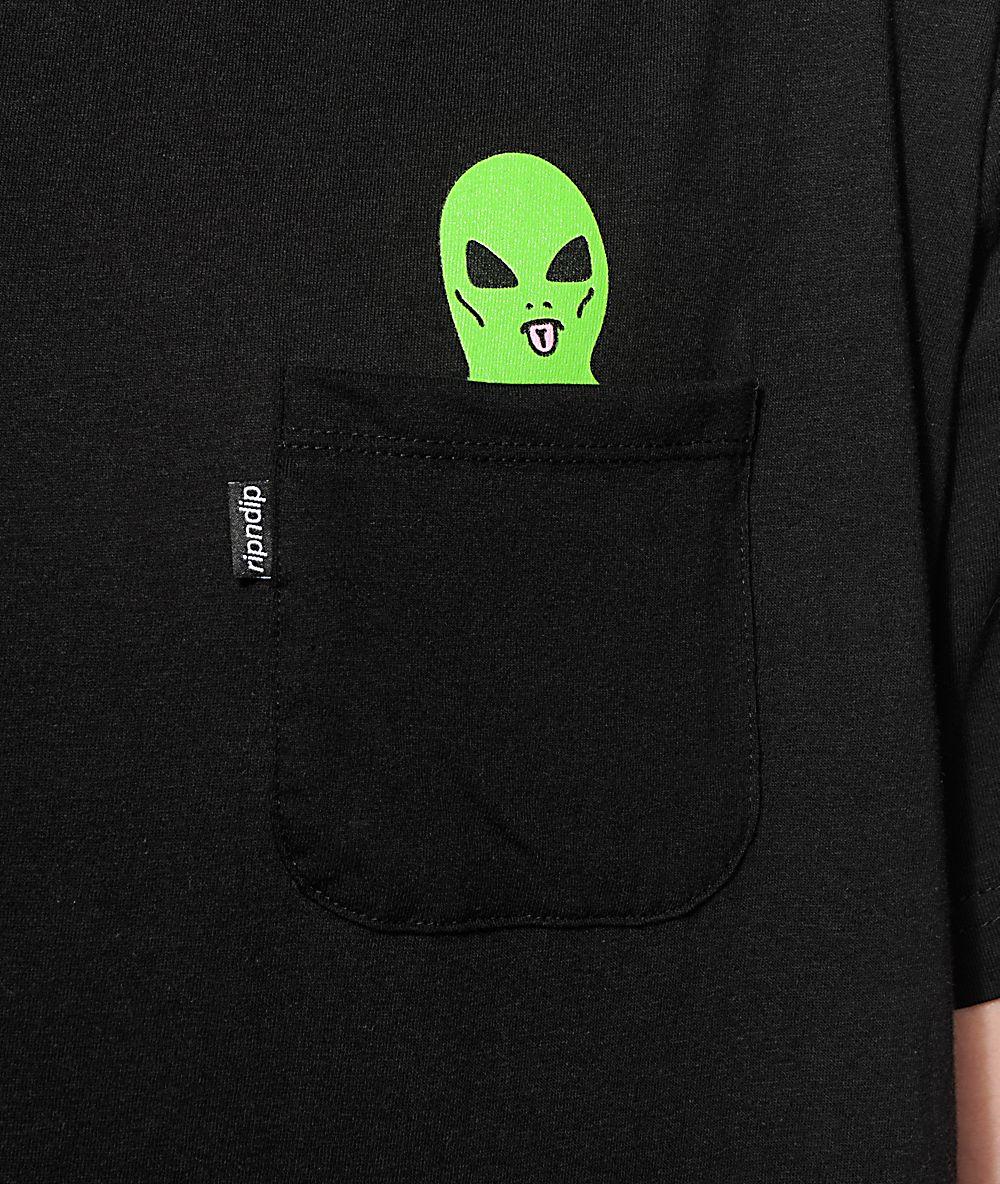 Ripndip Alien Logo - RipNDip Lord Alien Pocket Black T Shirt 61484 Chest Pocket With Logo