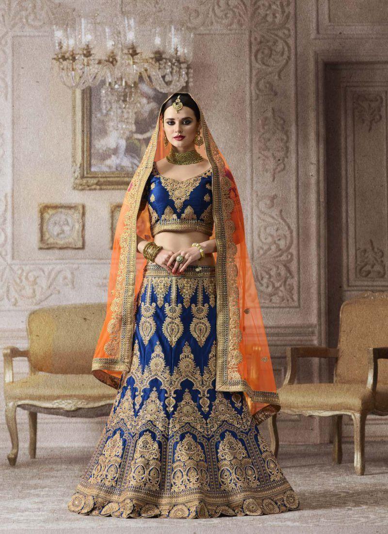 Orange and Blue Indian Logo - Blue And Orange Great Color Combination Lehengas Choli | Lehenga ...