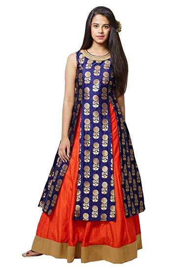 Orange and Blue Indian Logo - Amazon.com: Rvcreation new designer blue orange lehenga choli indian ...