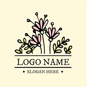 Yellow Flower with Name Red Outline Logo - Free Letter Logo Designs. DesignEvo Logo Maker