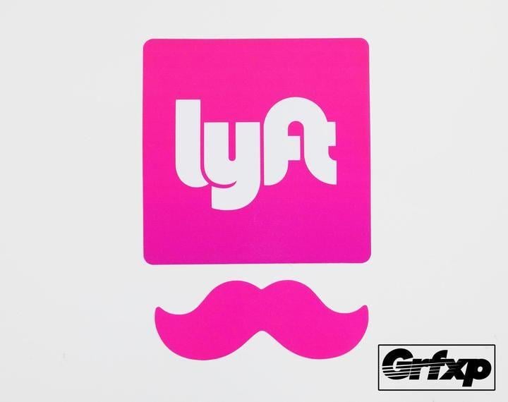 Pink Mustache Lyft Logo - Lyft w/ Mustache Printed Sticker