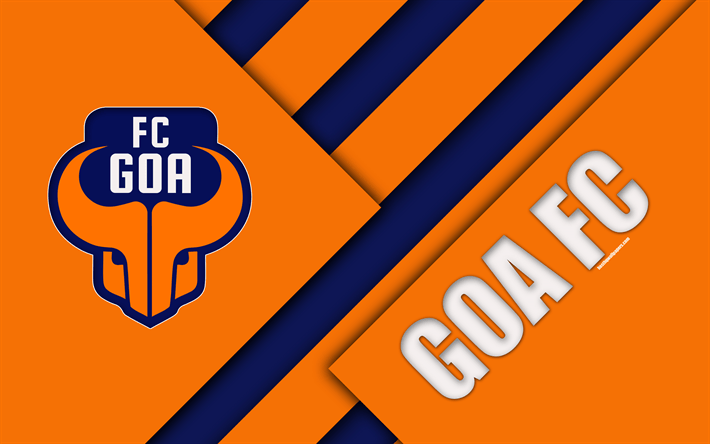 Orange and Blue Indian Logo - Download wallpapers Goa FC, 4k, logo, material design, orange blue ...