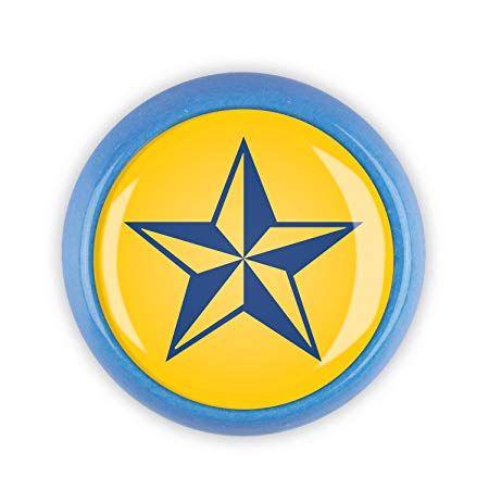 Yellow Star Circle Logo - Furniture knob Ceramic 007015B Star Blue Yellow Shabby Chic ...