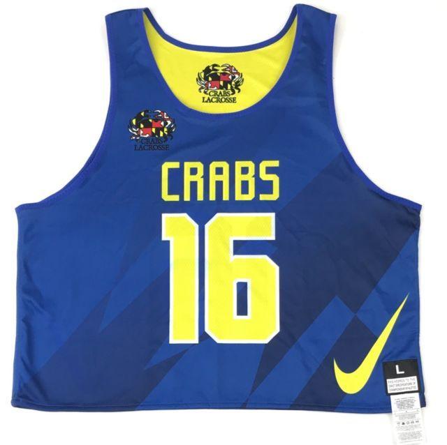 Yellow and Blue Lacrosse Logo - Nike Men's L Motion Reversible Baltimore Crabs Lacrosse Tank Blue