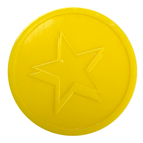 Yellow Star Circle Logo - Yellow Star Embossed Both Sides 29mm Plastic Tokens - Event Party ...