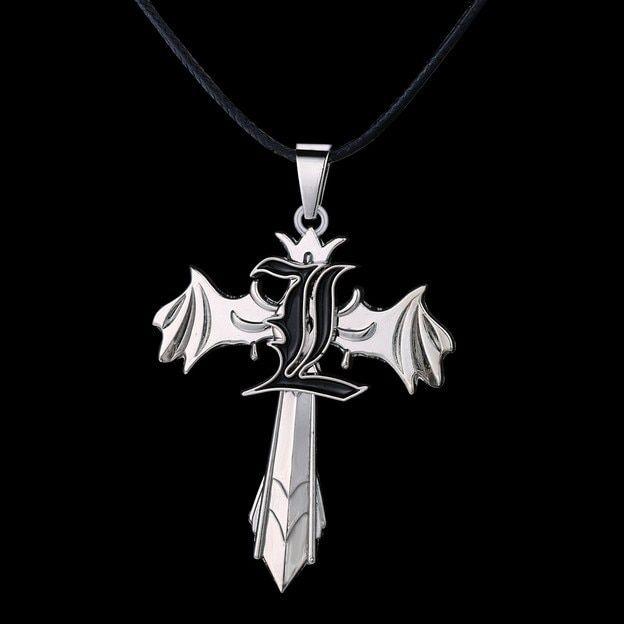 Death Note L Logo - HSIC New Death Note L Logo Cross Pendant Necklace Cospaly Necklace ...