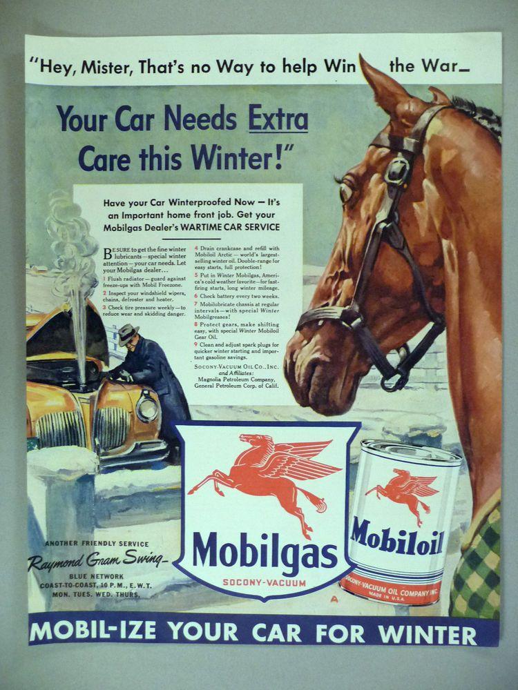 Horse Flying B Logo - Mobil Gas / Oil PRINT AD - 1942 ~~ flying red horse logo | eBay