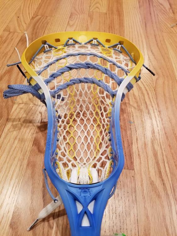 Yellow and Blue Lacrosse Logo - East Coast Dyes New Mirage Head - Hero Mesh Custom Dyed Yellow and ...
