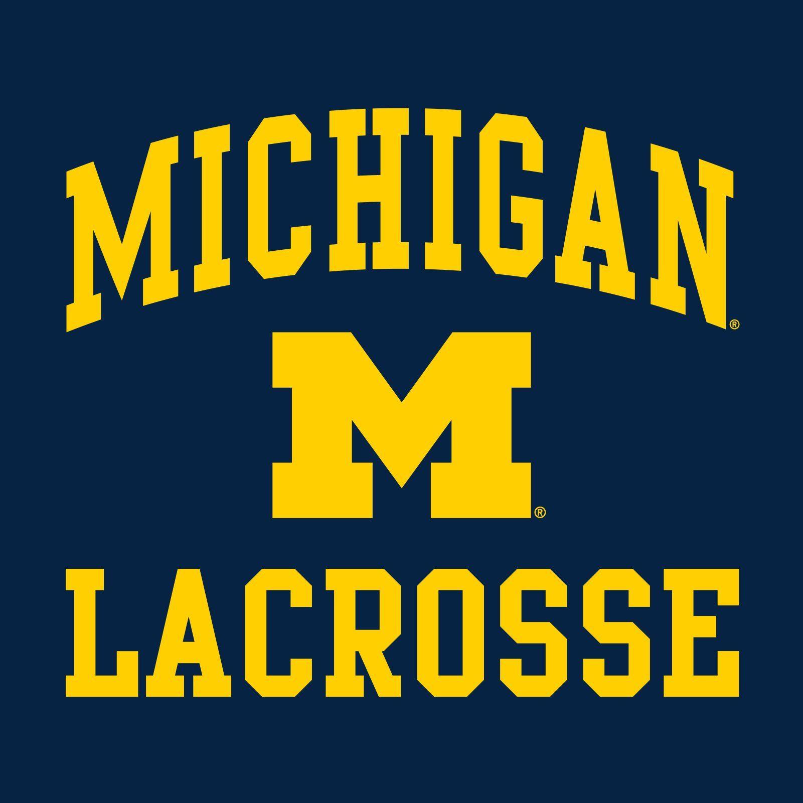 Yellow and Blue Lacrosse Logo - Michigan Arch Logo Lacrosse T Shirt - Navy - Underground Printing