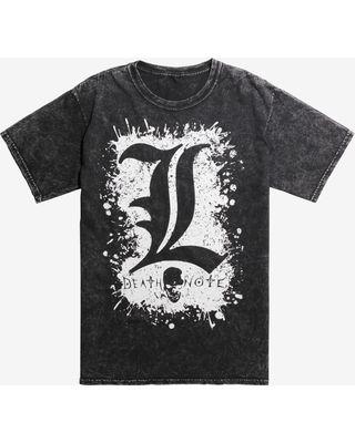 Death Note L Logo - Surprise! 60% Off Death Note L Logo Mineral Wash T-Shirt