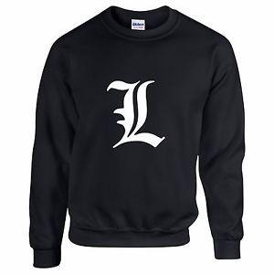 Death Note L Logo - Death Note L Logo Sweatshirt Manga Anime Light Yagami Ryuk | eBay