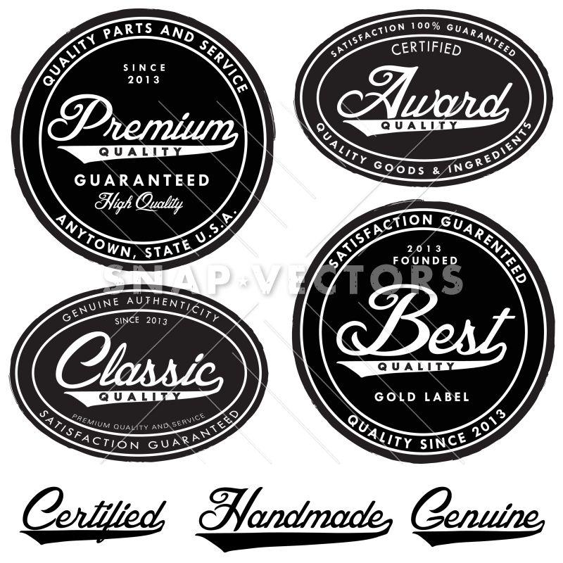 Vintage Oval Logo - Vector Clipart Illustrated Retro Badge and Label Set - Snap Vectors
