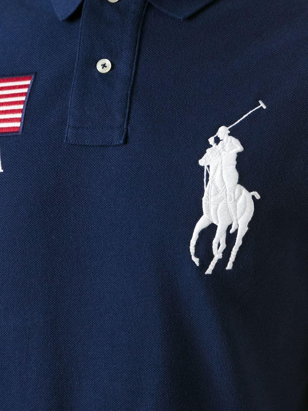Lauren Polo Logo - Polo Ralph Lauren Logo Patch Embroidery Polo Shirt in Blue for Men ...