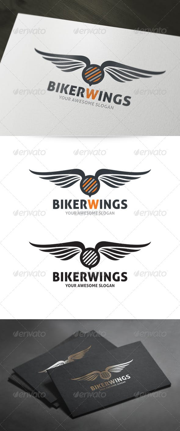 Awesome Wing Logo - Biker Wings Logo