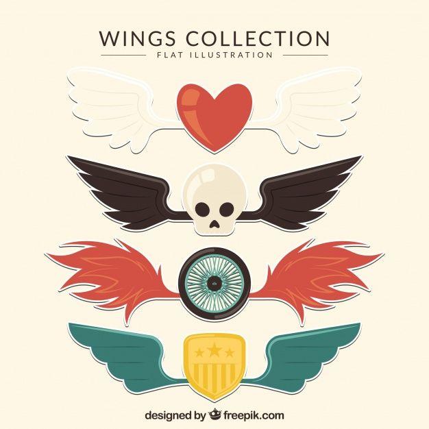 Awesome Wing Logo - Selection of awesome wings in flat design Vector | Free Download