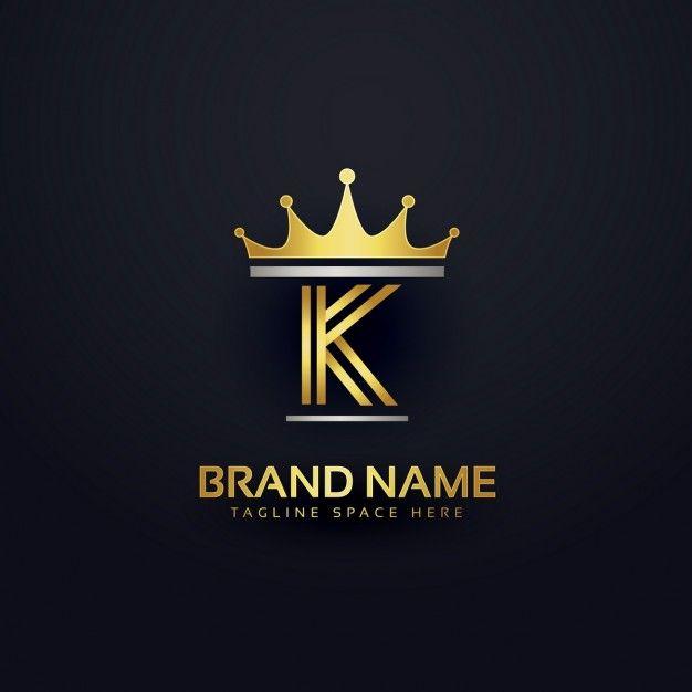 Gold Crown Brand Logo - Letter k logo with golden crown Vector