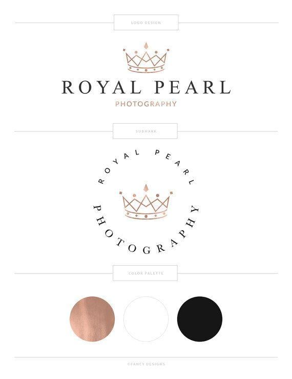 Gold Crown Brand Logo - Rose Gold Crown Logo Complete Brand Marketing Kit Photography Royal