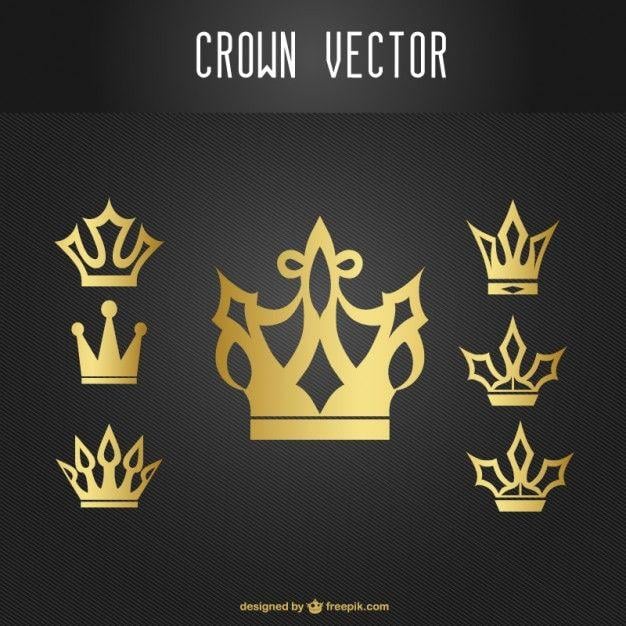 Gold Crown Brand Logo - Gold crown icons set Vector