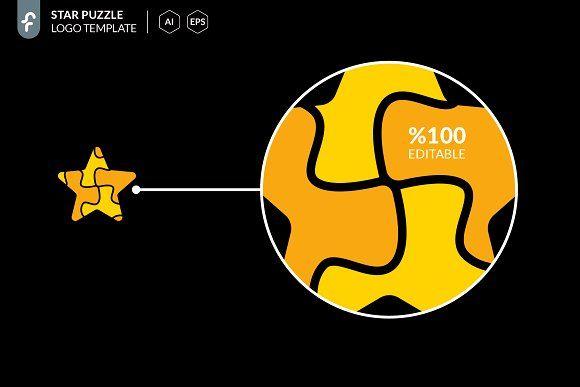 Yellow Star Logo - Star Puzzle Logo Logo Templates Creative Market