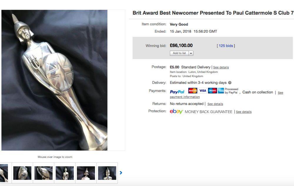 S Club 7 S Logo - Paul from S Club 7 on the Brit Award he sold for £66,000