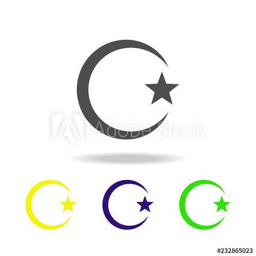 Multicolored Star Logo - Islam Star and crescent sign multicolored icon. Detailed Islam Star ...