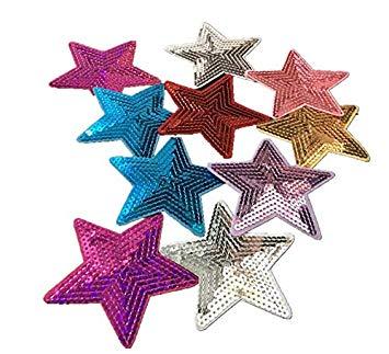 Multicolored Star Logo - Amazon.com: Ximkee Pack of 10 Shiny 5 Star Sequins Sew Iron on ...