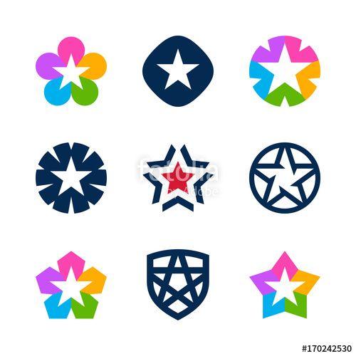 Multicolored Star Logo - Multicolored star icons and logo design elements