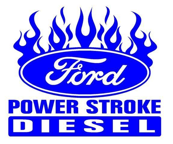 Cool Ford Powerstroke Logo - Power Stroke with Flames 1 Decal Sticker