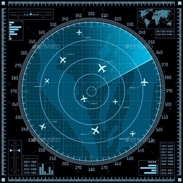 Blue Radar Vector Logo - Blue radar screen with planes. Vector EPS10. | Graphic Design Trends ...