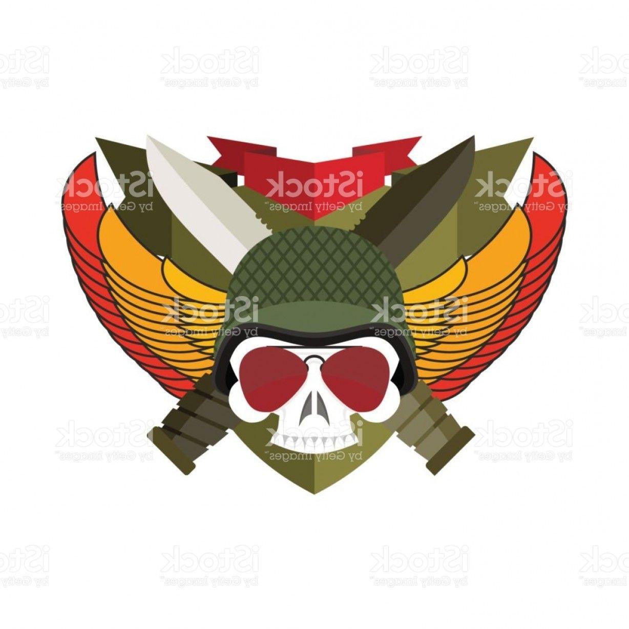 Awesome Wing Logo - Military Emblem Skull In Beret Wings And Weapons Army Icon Soldiers