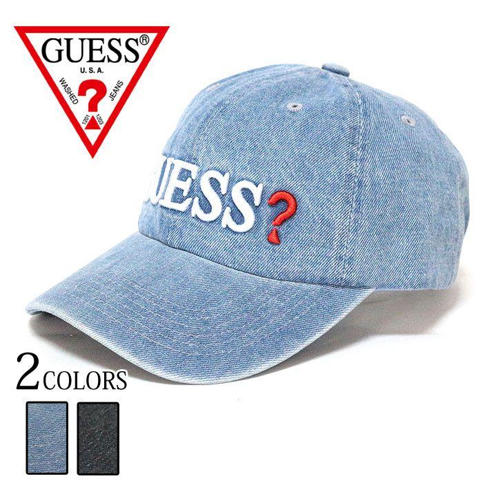 Light Blue Guess the Logo - upper gate: GUESS ゲスロゴ embroidery denim cap brand logo light