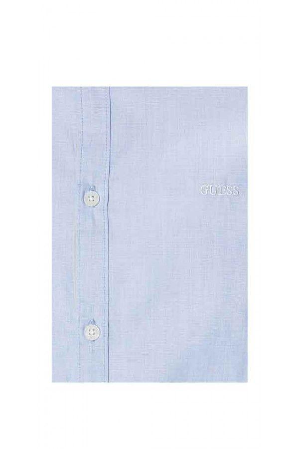 Light Blue Guess the Logo - GUESS Light blue slim shirt with embroidery logo Jeans