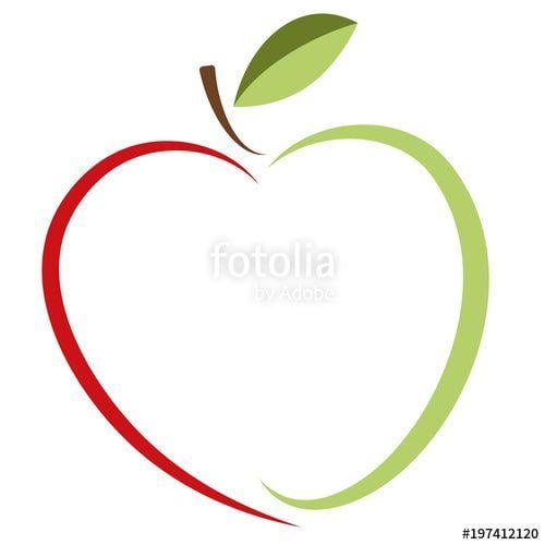 Heart Food Company Logo - Green apple and red heart logo. The idea of a logo design
