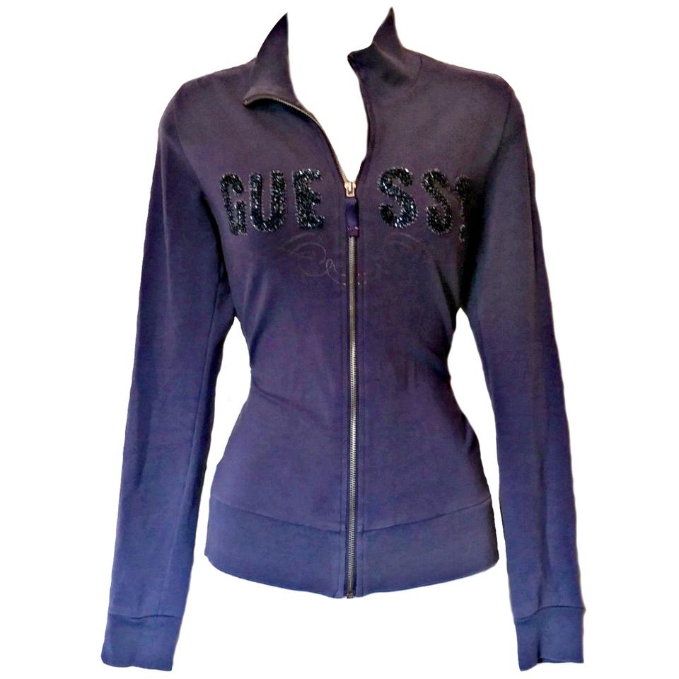 Light Blue Guess the Logo - Guess Blue Zip Designer Logo Beaded Beads Light Purple Zipper Jacket ...