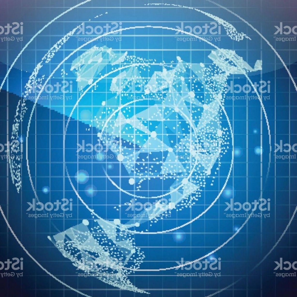 Blue Radar Vector Logo - Radar Screen Vector North America Digital Screen With World Map ...