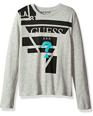 Light Blue Guess the Logo - Winter's Hottest Sales on GUESS Boys' Little Long Sleeve Logo T