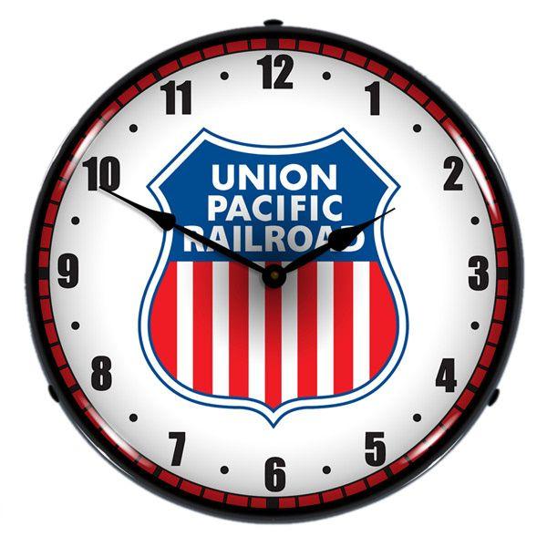 Up Railroad Logo - Union Pacific Railroad Logo Light Up Train Clock at Retro Planet