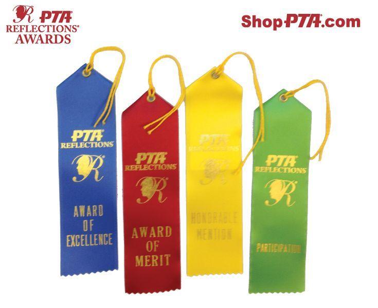 PTA Reflections Logo - 6.5″ Satin award ribbon with gold foil stamp of PTA Reflections logo