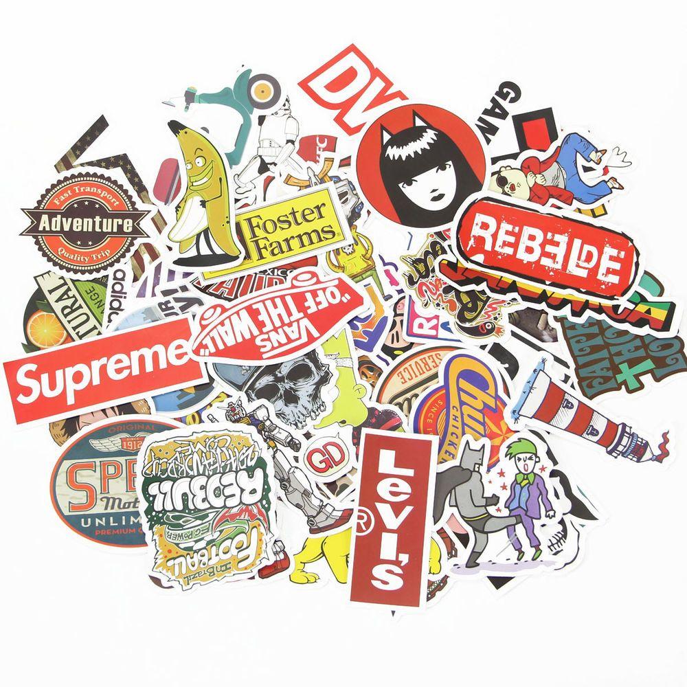 100 Bomb Logo - 100 pcs Supreme Box Logo Sticker Vinyl Laptop Skateboard Stickers ...