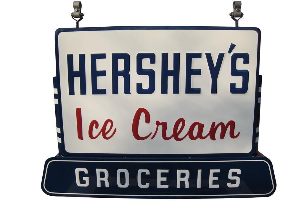 Hershey Ice Cream Logo - Large restored 1950's Hershey's Ice Cream 'Groceries' double-