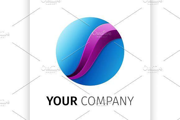 Blue Round Popular Company Logo - Blue round Logo design ribbon Illustrations Creative Market