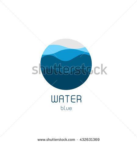 River Flowing Logo - Isolated round shape logo. Blue color logotype. Flowing water image ...