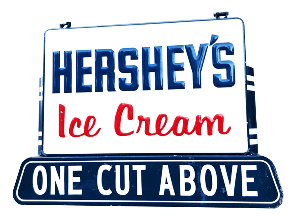 Hershey Ice Cream Logo - CIRCA 1940S 50S HERSHEY'S ICE CREAM TIN FOUNTAIN SIGN