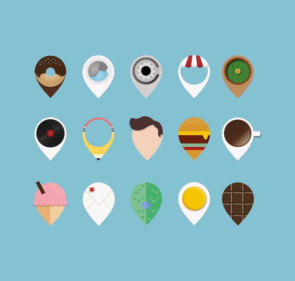 Google Maps Food Logo - Map pins on Behance | Logo - location | Pinterest | Behance, Icons ...