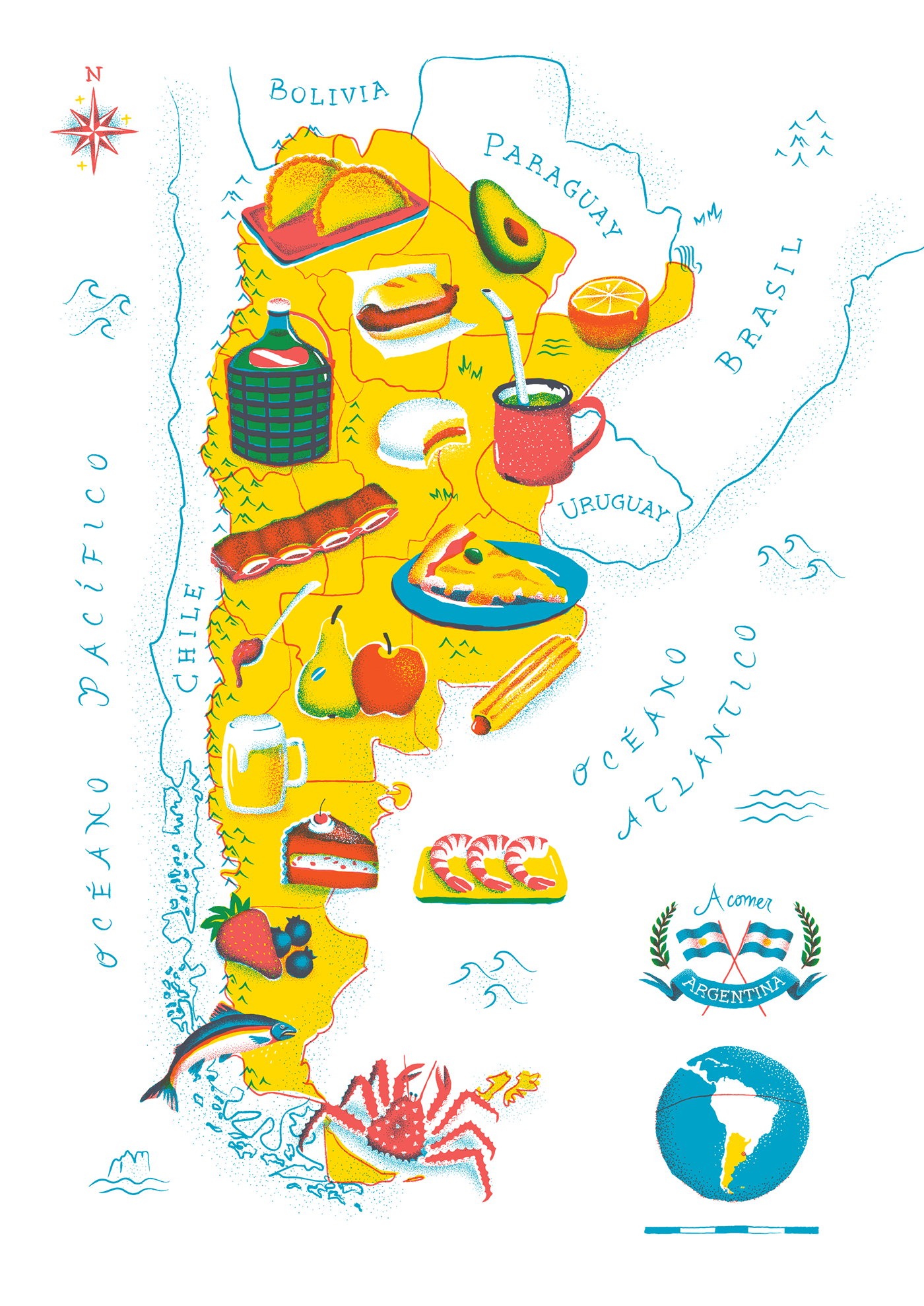 Google Maps Food Logo - Argentine Food Map on Behance | Argentina Please! | Map, Food map, Food