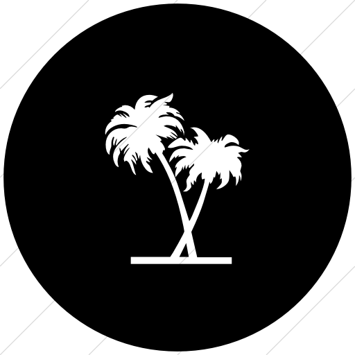 Palm Tree Circle Logo - IconsETC » Flat circle white on black classica palm trees 2 icon