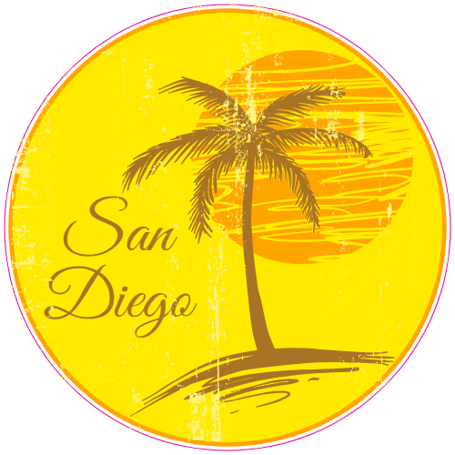 Palm Tree Circle Logo - San Diego Palm Tree Circle Sticker
